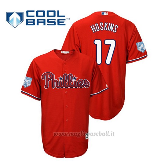 Maglia Baseball Uomo Philadelphia Phillies Rhys Hoskins Cool Base Entrenamiento De Primavera 2019 Rosso